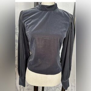 Banana Republic Brown Velvet Blouse with Tie Detail